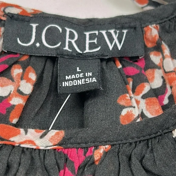 J. CREW NWT Tie-shoulder tank top in black block-print cotton voile size L - Picture 4 of 7